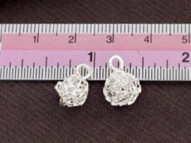 Karen Hill Tribe Silver Twisted Wire Ball Charms 8.5 mm.