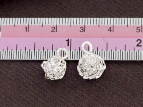 4 of Karen Hill Tribe Silver Twisted Wire Ball Charms 8.5 mm.