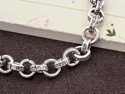 7.5 inches of Karen Hill Tribe Silver Cross Imprint Opened Link Chain 6mm., heavy chain