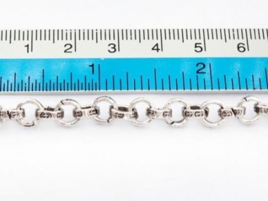 Karen Hill Tribe Silver Cross Imprint Opened Link Chain 6mm.,