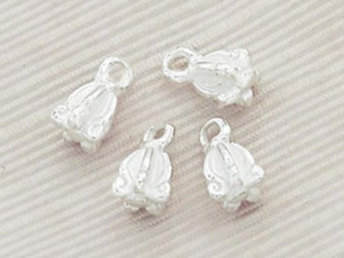 4 of 925 Sterling Silver Crown Flower Charms 5x6 mm.