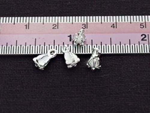 4 of 925 Sterling Silver Crown Flower Charms 5x6 mm.