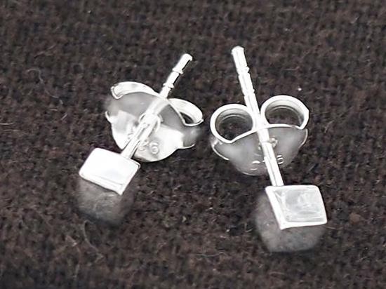 1 pair of 925 Sterling Silver Tiny Cube Stud Earrings 3mm, minimalist earrings