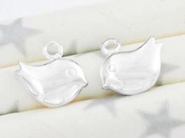 925 Sterling Silver Tiny Bird Charms 6x9mm.