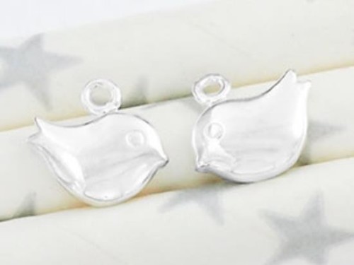 2 of 925 Sterling Silver Tiny Bird Charms 6x9mm. Polished Finish