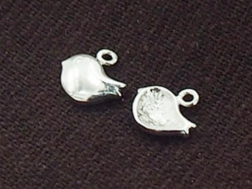 2 of 925 Sterling Silver Tiny Bird Charms 6x9mm. Polished Finish