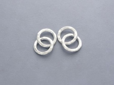 Karen Hill Tribe Silver Double Hammered Circle Rings Charms 12 mm.