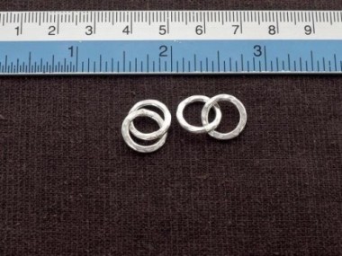 Karen Hill Tribe Silver Double Hammered Circle Rings Charms 12 mm.