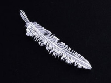 925 Sterling Silver Feather Pendant 6x26mm.