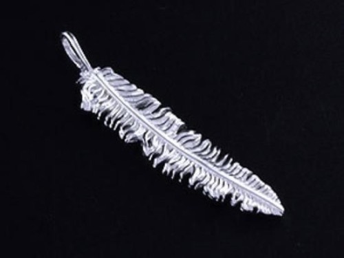 1 of 925 Sterling Silver Feather Pendant 6x26mm. Polish Finished.