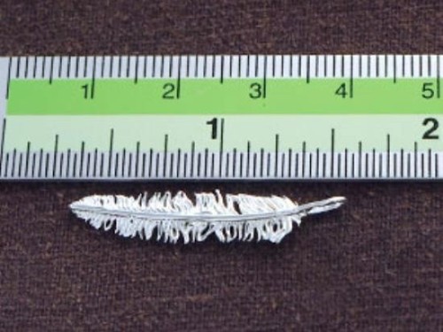 1 of 925 Sterling Silver Feather Pendant 6x26mm. Polish Finished.