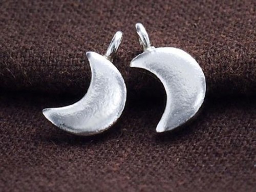 2 of Karen Hill Tribe Silver Crescent Moon Charms 8x10 mm.