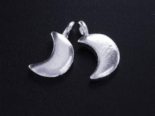 2 of Karen Hill Tribe Silver Crescent Moon Charms 8x10 mm.