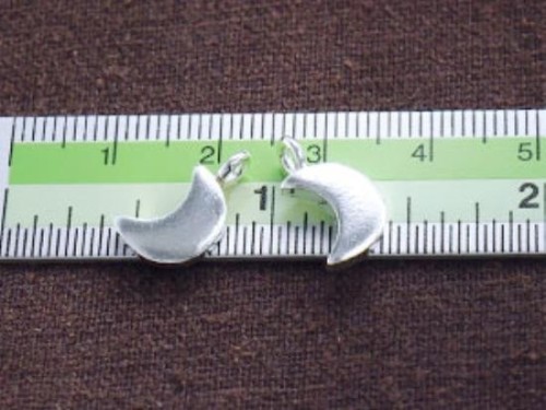 2 of Karen Hill Tribe Silver Crescent Moon Charms 8x10 mm.