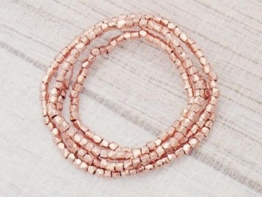 140 of Karen hill tribe Rose Gold Vermeil Style Faceted Beads 1.5 mm. 8 "