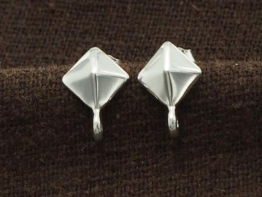 925 Sterling Silver Pyramid Earrings Post Findings 6mm.,