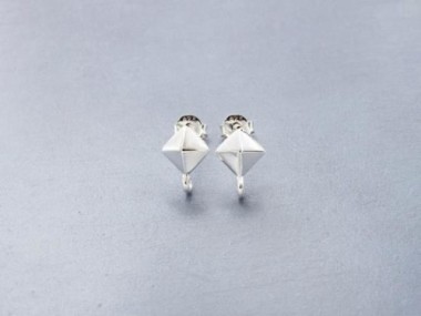 925 Sterling Silver Pyramid Earrings Post Findings 6mm.,