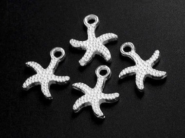 4 of 925 Sterling Silver Starfish Charms 9mm.