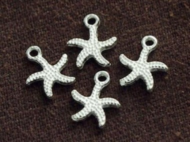 925 Sterling Silver Starfish Charms 9mm.