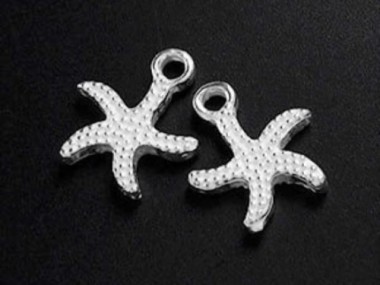 925 Sterling Silver Starfish Charms 9mm.