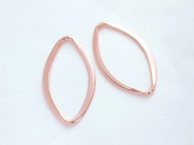 925 Sterling Silver Rose Gold Vermeil Style Flat Marquise Links, Connectors 12x20 mm.