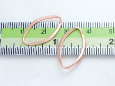 925 Sterling Silver Rose Gold Vermeil Style Flat Marquise Links, Connectors 12x20 mm.