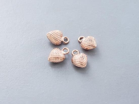 4 of 925 Sterling Silver Rose Gold Vermeil Style Heart Charms 7mm.