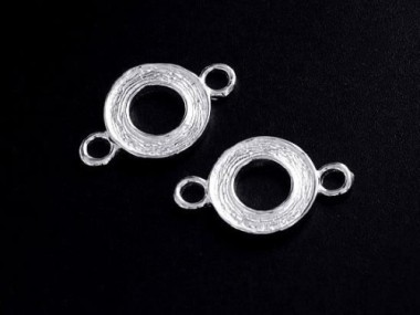 925 Sterling Silver Textured Circle Links , Connectors 9.5 mm.