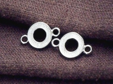 925 Sterling Silver Textured Circle Links , Connectors 9.5 mm.