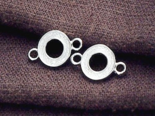 2 of 925 Sterling Silver Textured Circle Links , Connectors 9.5 mm.