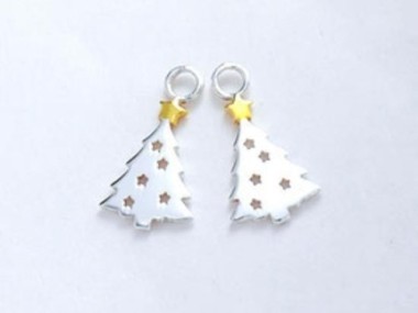 925 Sterling Silver Christmas Tree Charms 8x11mm.