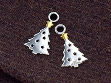 925 Sterling Silver Christmas Tree Charms 8x11mm.