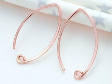 2 pairs of 925 Sterling Silver Rose Gold Vermeil Style Earwires 16x26 mm.