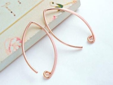 925 Sterling Silver Rose Gold Vermeil Style Earwires 16x26 mm.