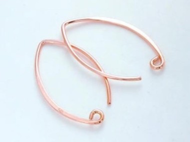 925 Sterling Silver Rose Gold Vermeil Style Earwires 16x26 mm.