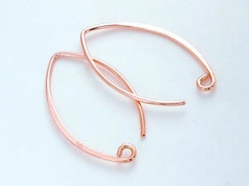 2 pairs of 925 Sterling Silver Rose Gold Vermeil Style Earwires 16x26 mm.