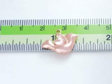 925 Sterling Silver Rose Gold Vermeil Style Bird Charm 10x16.5 mm.