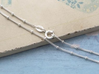 925 Sterling Silver Curb Diamond Cut Bead Chain Necklace