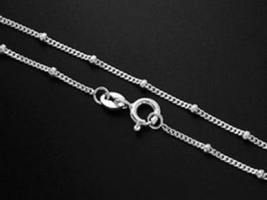 925 Sterling Silver Curb Diamond Cut Bead Chain Necklace