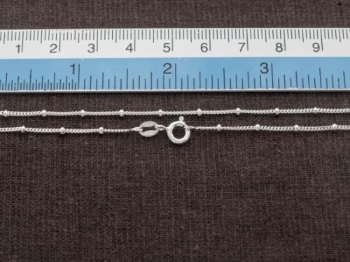 16 inches of 925 Sterling Silver Curb Diamond Cut Bead Chain Necklace 1.2mm