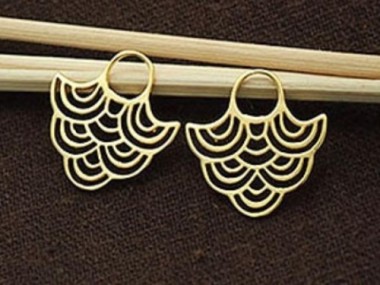 925 Sterling Silver Gold Vermeil Style Wave Design Charms 19x20 mm.