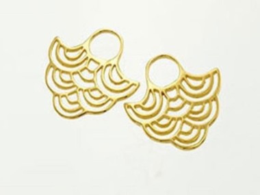 925 Sterling Silver Gold Vermeil Style Wave Design Charms 19x20 mm.