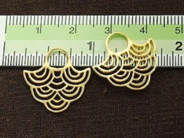 925 Sterling Silver Gold Vermeil Style Wave Design Charms 19x20 mm.