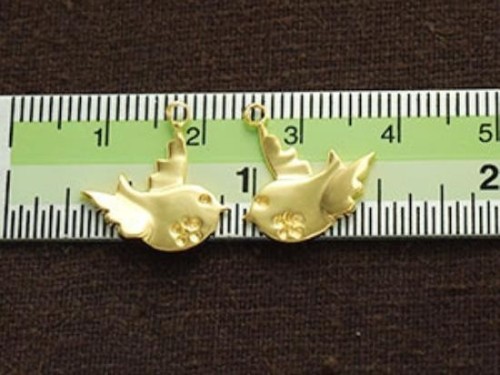 2 of 925 Sterling Silver 24k Gold Vermeil Style Bird Charms 14x15 mm.