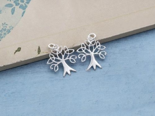 2 of 925 Sterling Silver Tree of Life Pendants 17x19 mm. Polish Finished.