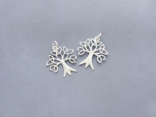 2 of 925 Sterling Silver Tree of Life Pendants 17x19 mm. Polish Finished.