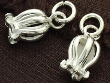 Karen Hill Tribe Silver Flower Pendants 8x20 mm.