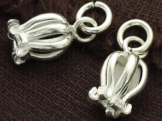 2 of Karen Hill Tribe Silver Flower Pendants 8x20 mm.