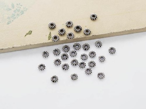 30 of 925 Sterling Silver Oxidized Small Spiral Spacer Beads 4.3 mm.