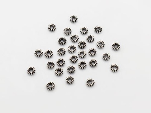 30 of 925 Sterling Silver Oxidized Small Spiral Spacer Beads 4.3 mm.